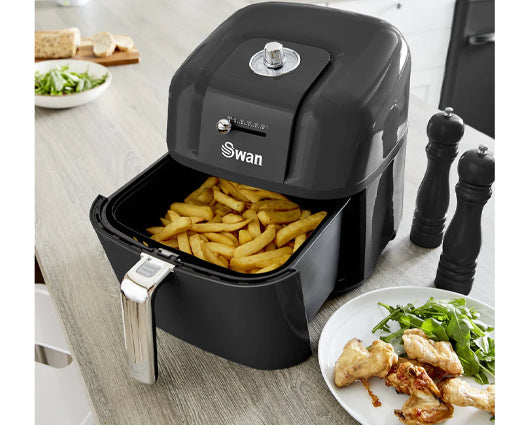 Swan 6L Retro Manual Air Fryer Black