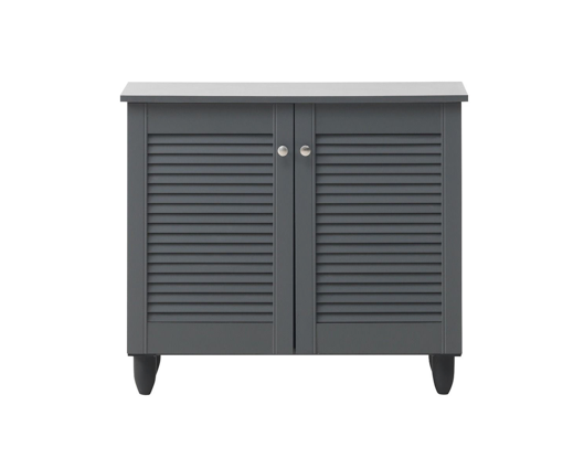 Traditional 2 Door Shoe Cabinet-Dark Grey