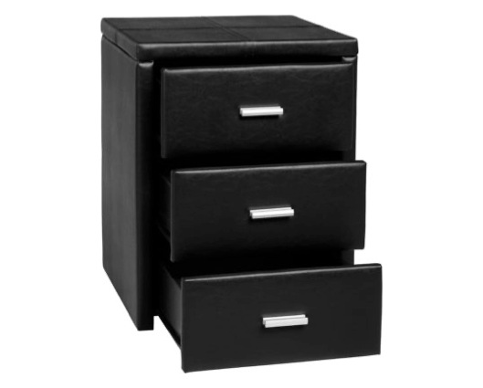 Pearce 3 Drawer Bedside - Black Faux Leather