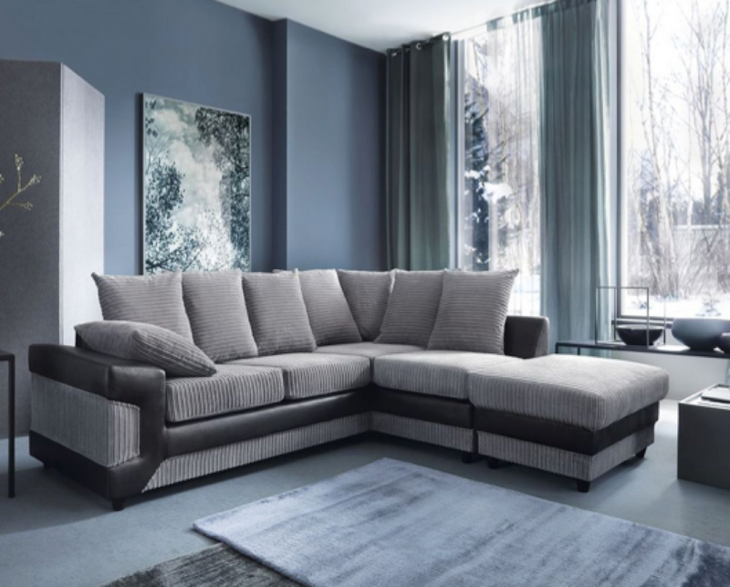 Dino Right Hand Facing Corner Sofa - Black & Charcoal