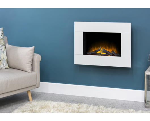 Charlton Electric Wall Mounted Fire in Pure White, 32 Inch