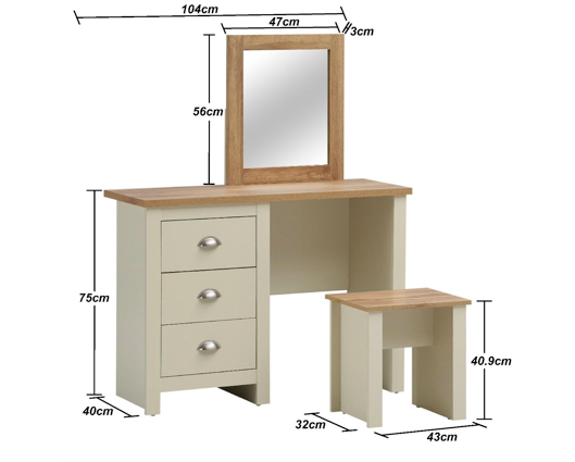 Lincoln Dressing Table 3 Drawer