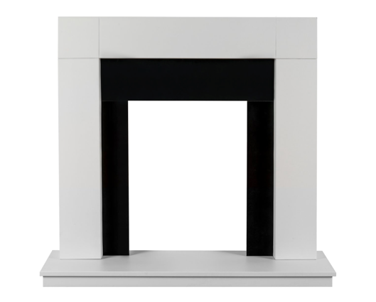 Milton Fireplace White & White/Black 39 Inch