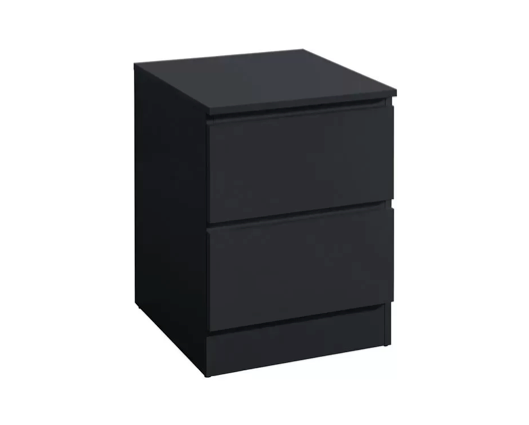 Oslo 2 Drawer Bedside- Black
