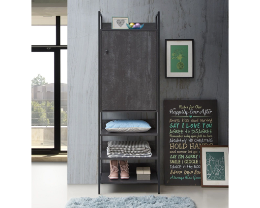 Zulu Storage Cabinet with 1 Door & 3 Shelves-Black