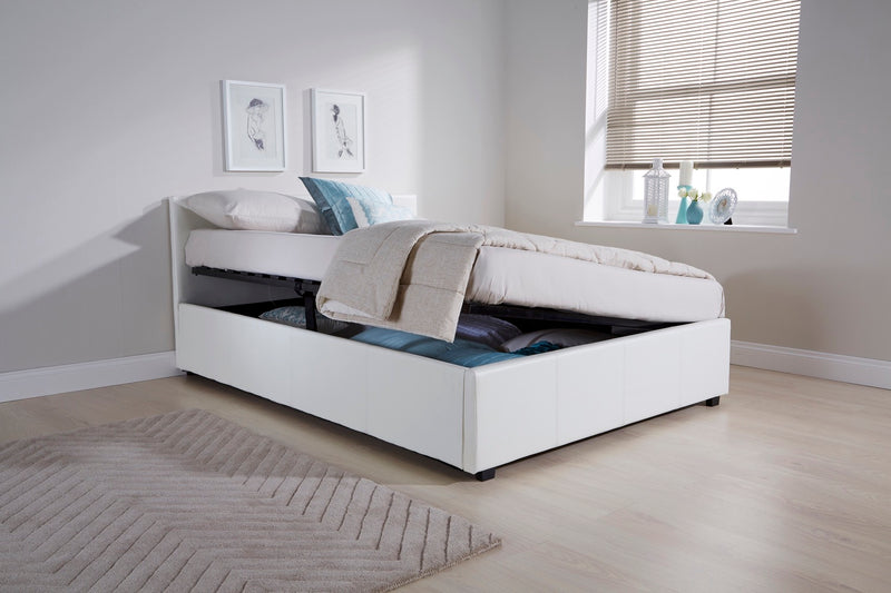 Serena Double Side Lift Ottoman Bed-White