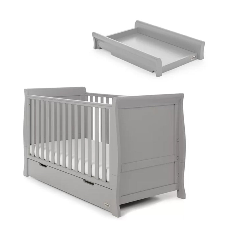 Seren Cot Bed & Cot Bed Top Changer-Warm Grey