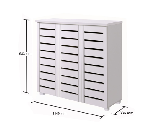 3 Door Shoe Cabinet-White