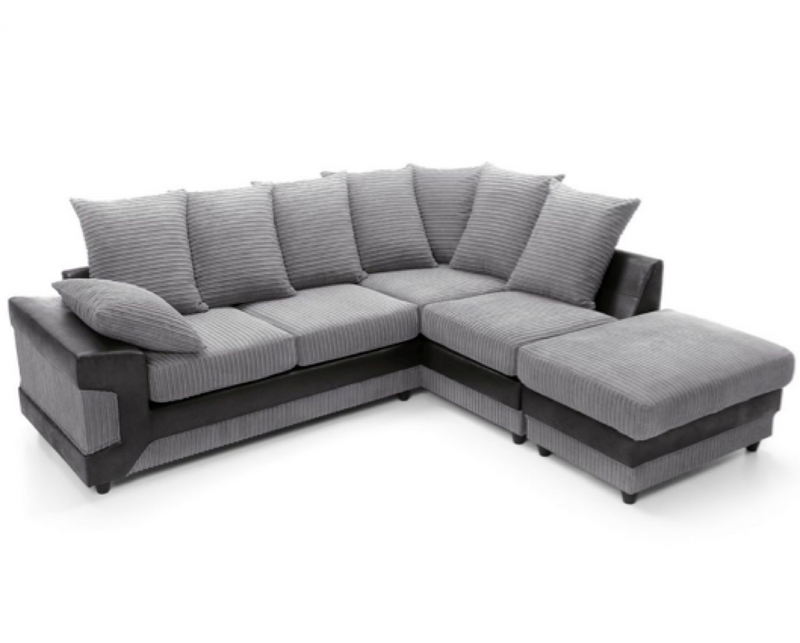 Dino Right Hand Facing Corner Sofa - Black & Charcoal
