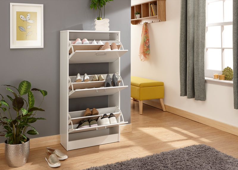 Stirling Three Tier Shoe Cabinet-White
