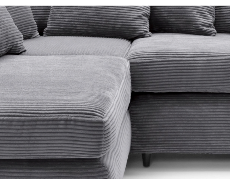 Jumbo Cord Left Hand Facing Corner Sofa - Grey