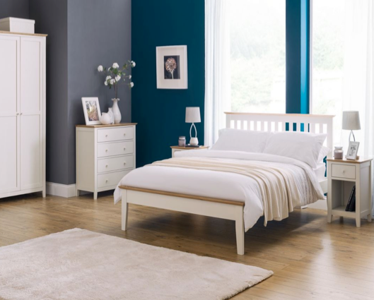 Sanford Bed - Two Tone (Ivory/Solid Oak) King