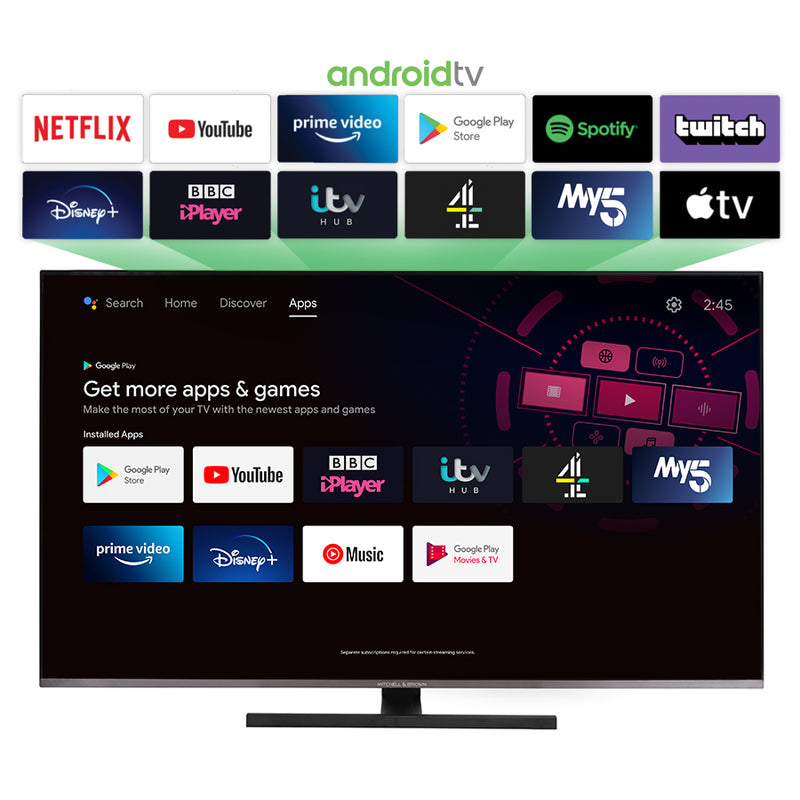 Mitchell & Brown JB-50UHD18114KBLA 50" LED Freeview 4K UHD Smart Android TV with Speaker