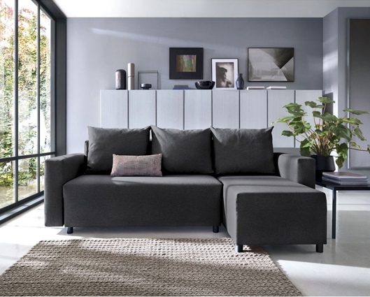 Otto Right Hand Facing Corner Sofa - Black