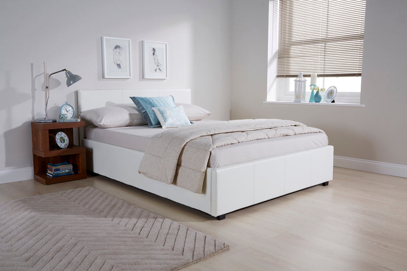 Serena Small Double Side Lift Ottoman Bed-White