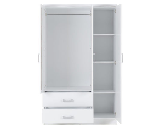 Cordell 3 Door 2 Drawer Mirrored Wardrobe - White