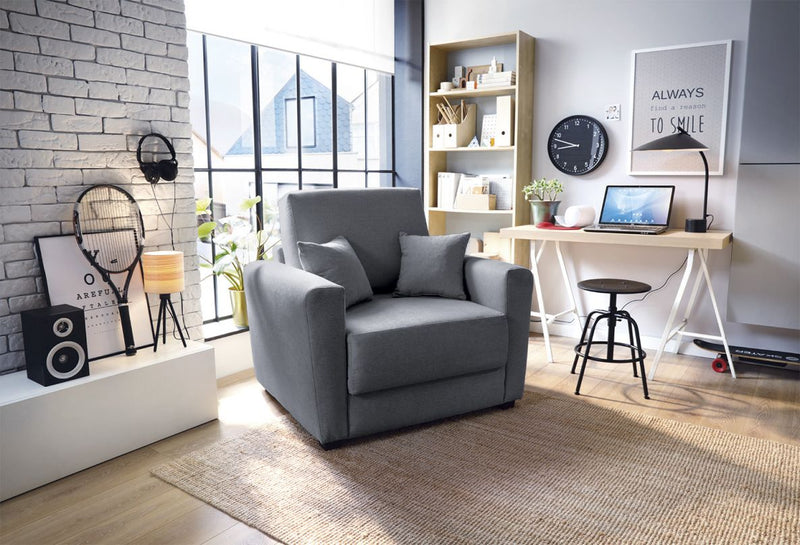 Olly Velvet Single Sofa Bed - Dark Grey