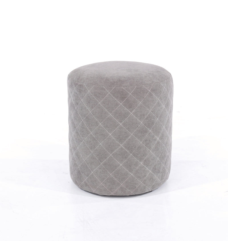 Grey Fabric Upholstered Round Tub Stool