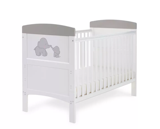 Grey Elephants Cot Bed