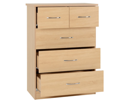 Nevada 3+2 Drawer Chest - Sonoma Oak Effect