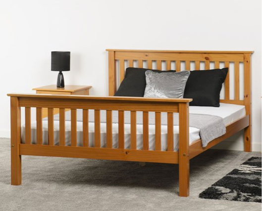 Matteo Single Bed High Foot End - Distressed Waxed Pine