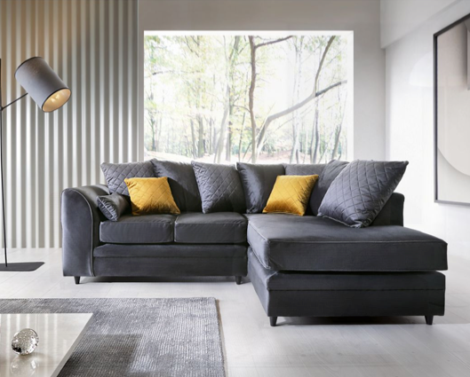 Chicago Right Hand Facing Corner Sofa - Dark Grey