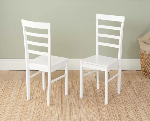 Stetson Dining Table & 2 Ladder Chairs- White