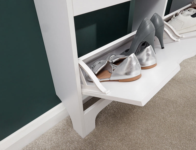 Slim 6 Drawer Shoe Cabinet-White