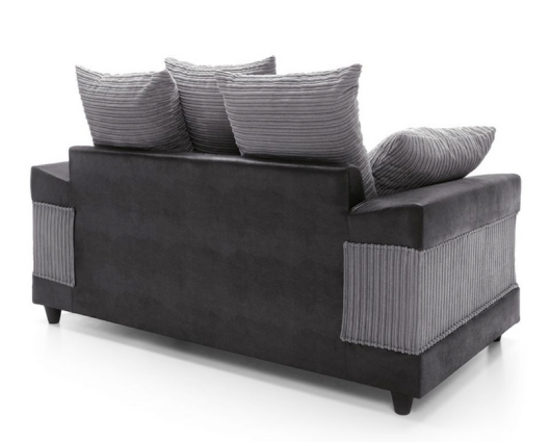 Dino 2 Seater Sofa - Black & Charcoal