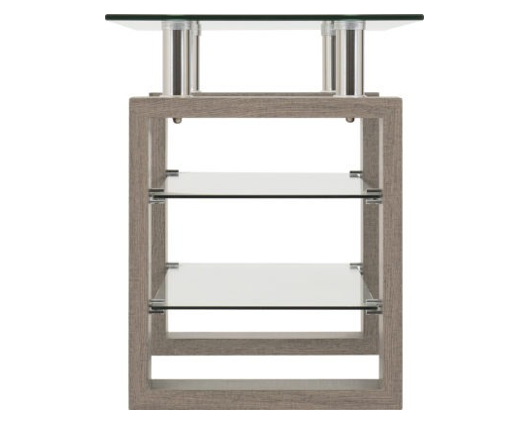 Miles TV Unit - Light Charcoal/Clear Glass/Silver