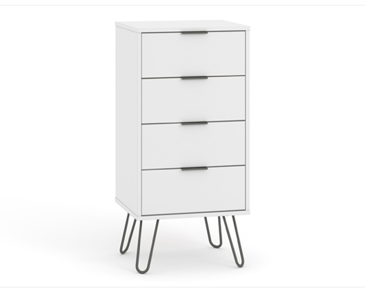 Austin White 4 Drawer Narrow Chest of Drawers