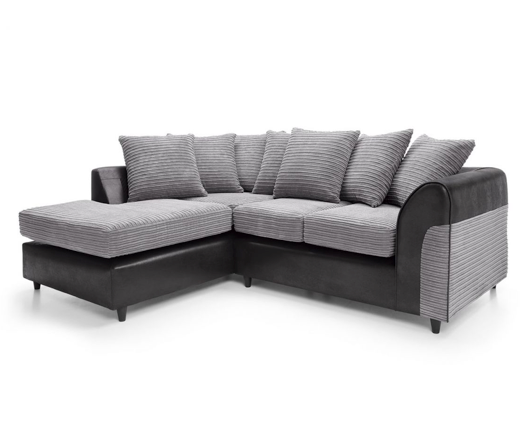 Harvey Left Hand Facing Corner Sofa - Black & Charcoal