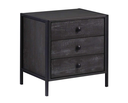 Zahra Nightstand with 3 Drawers-Black