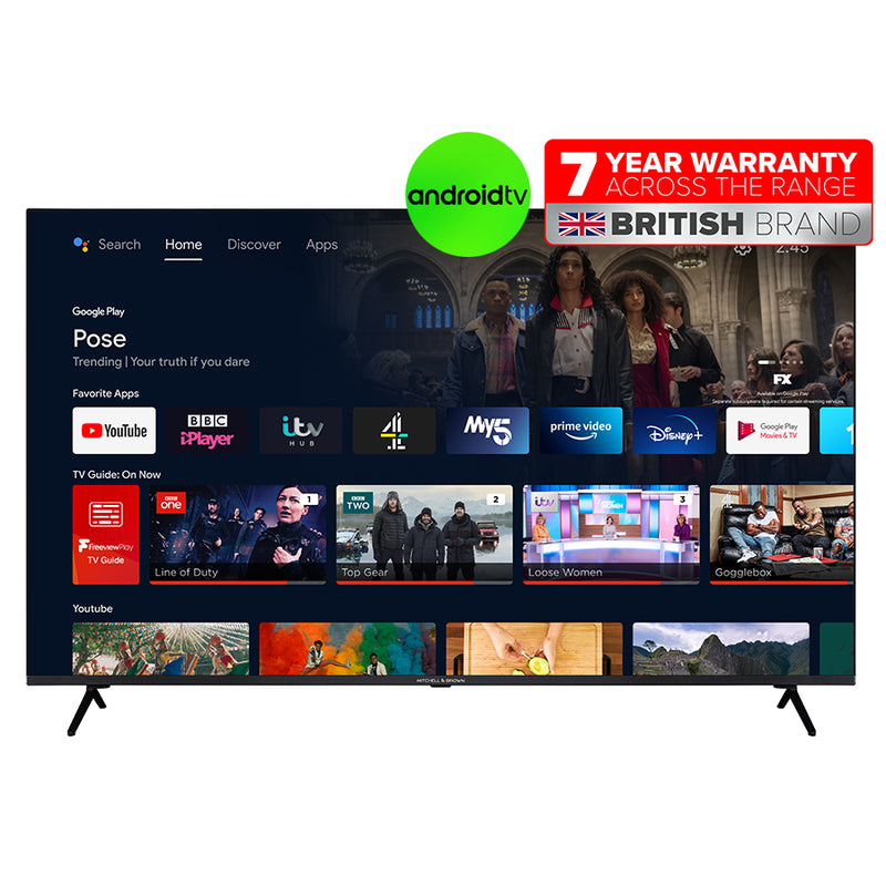 Mitchell & Brown JB-65UHD18114KBLA 65" LED Freeview 4K UHD Smart Android TV with Speaker