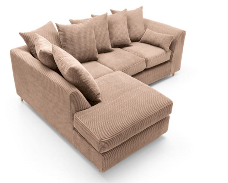Jumbo Cord Left Hand Facing Corner Sofa - Brown