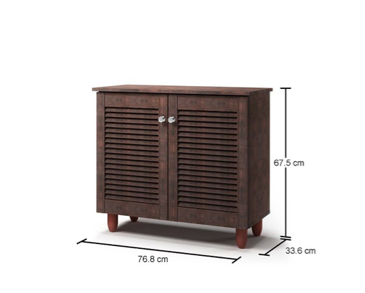 2 Door Shoe Cabinet-Dark Oak