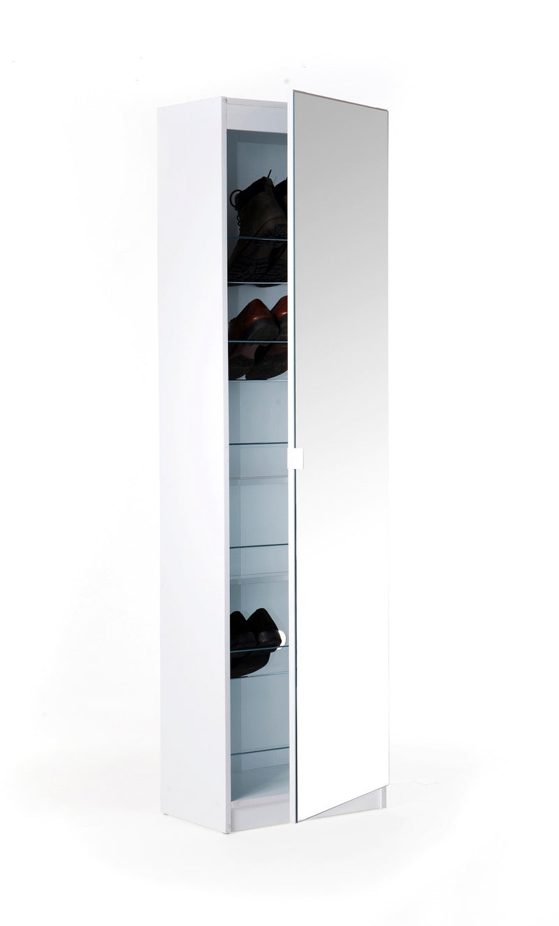 Mirrored Shoe Cabinet-White