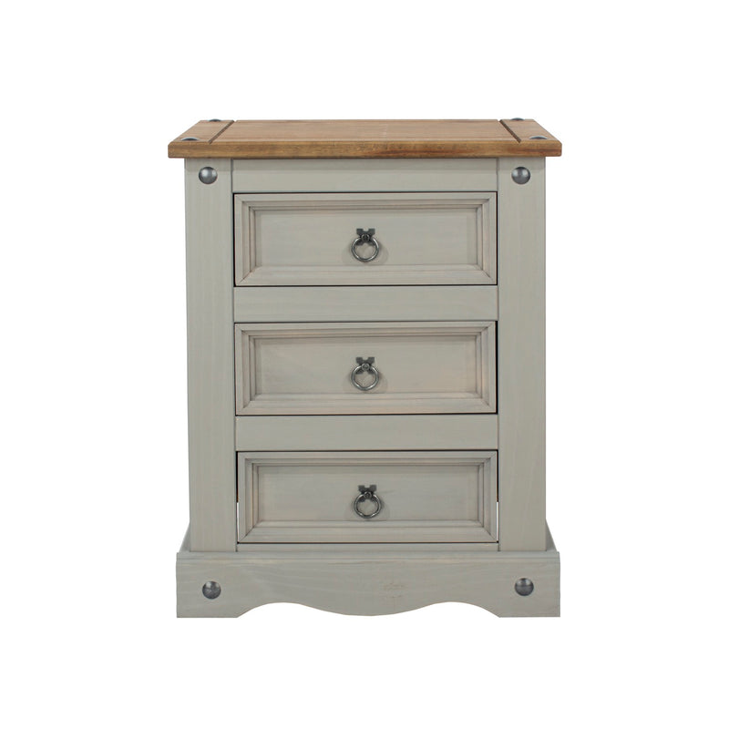 Corona Grey 3 Drawer Bedside Cabinet