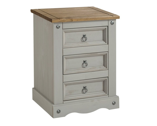 Corona Grey 3 Drawer Bedside Cabinet