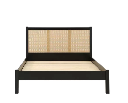 Catalina Double Rattan Bed- Black