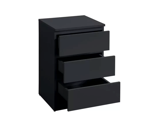 Oakley 3 Drawer Bedside- Black