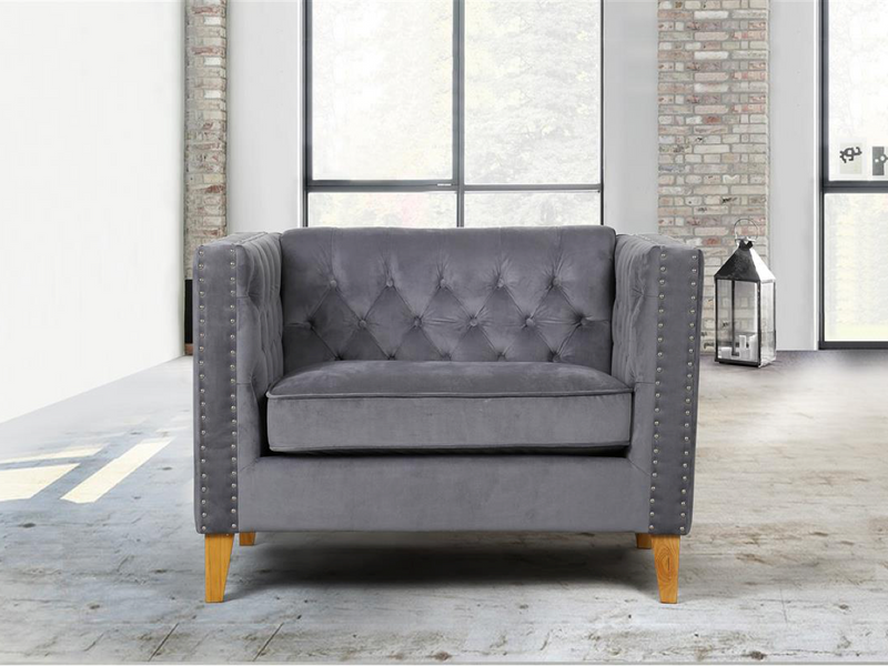Flora Snuggle Chair Grey Velvet