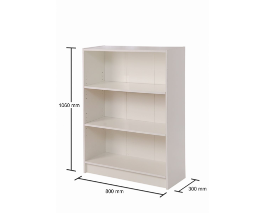 Low Wide Bookcase-White