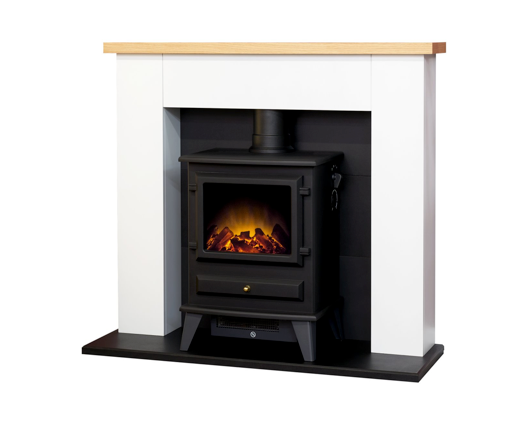 Cyra Fireplace Suite in Pure White, 39 Inch
