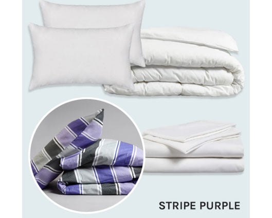 CSL Essentials Bed Pack Essential Double - Stripe Purple 10.5 Tog