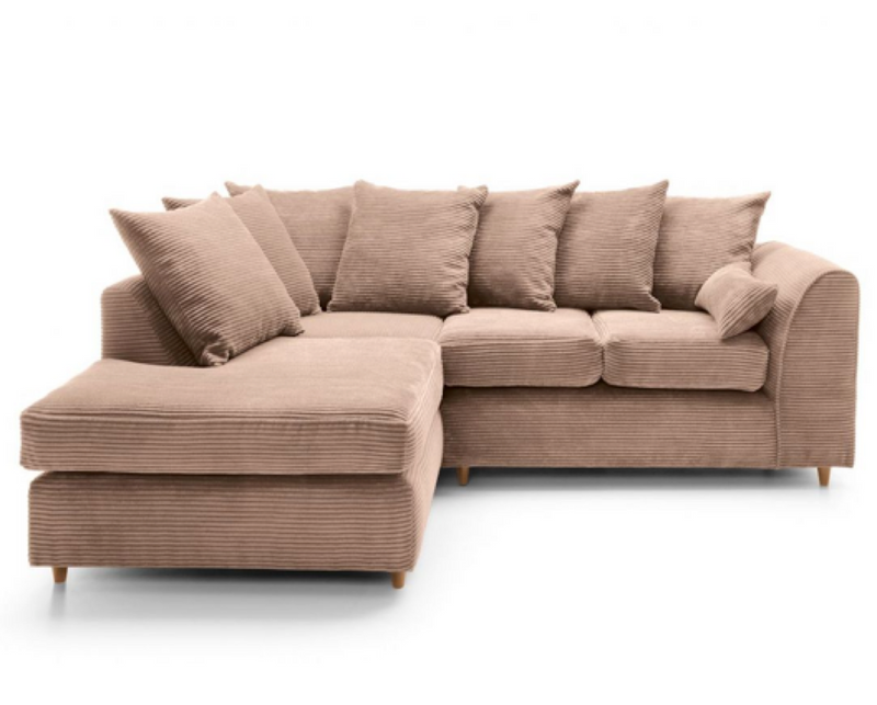 Jumbo Cord Left Hand Facing Corner Sofa - Brown