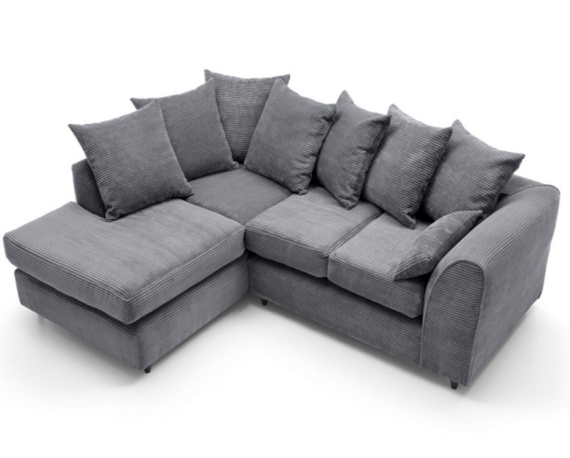 Jumbo Cord Left Hand Facing Corner Sofa - Grey