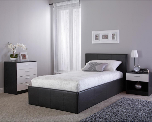 Serena Single Side Lift Ottoman Bed-Black