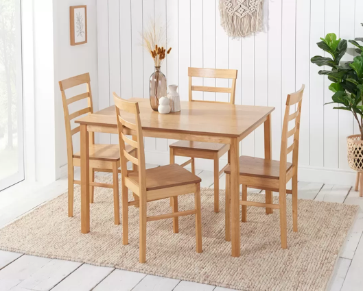 Carter Dining Table & 4 Ladder Chairs- Oak