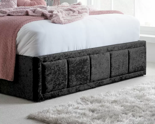 Harrison Small Double Ottoman Bed-Black Crushed Velvet